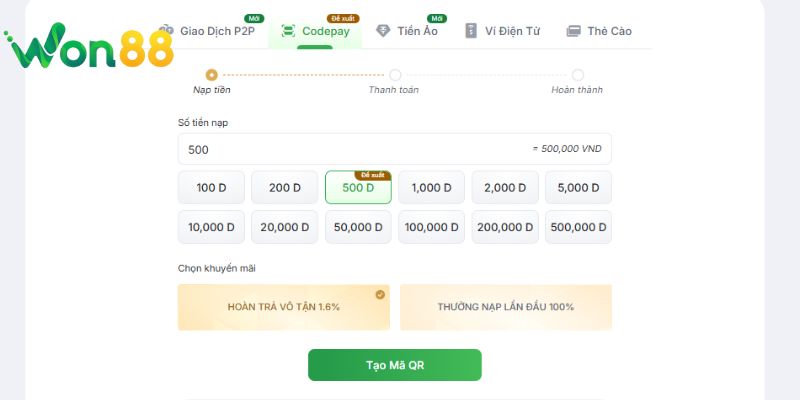 Các Phương Thức Nạp Tiền Won88 Phổ Biến