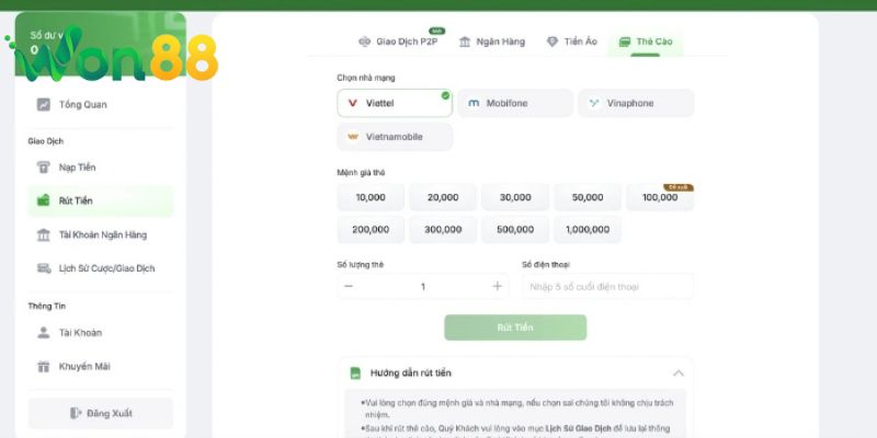 Một Số Lưu Ý Khi Rút Tiền Won88